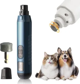 Electric Pet Nail Grinder, 2025 New Professional 5-Speed Electric Pet Nail Grinder, Low Noise and Painless Nail Trimmers for Dogs and Cats, 3 Grinding Ports Suit Small to Large Pets (Blue)