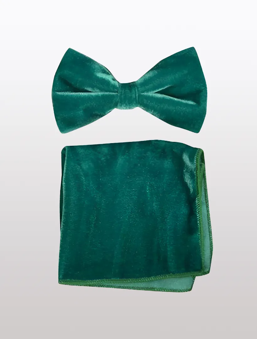 Emerald Green Velvet Bowtie and Hanky