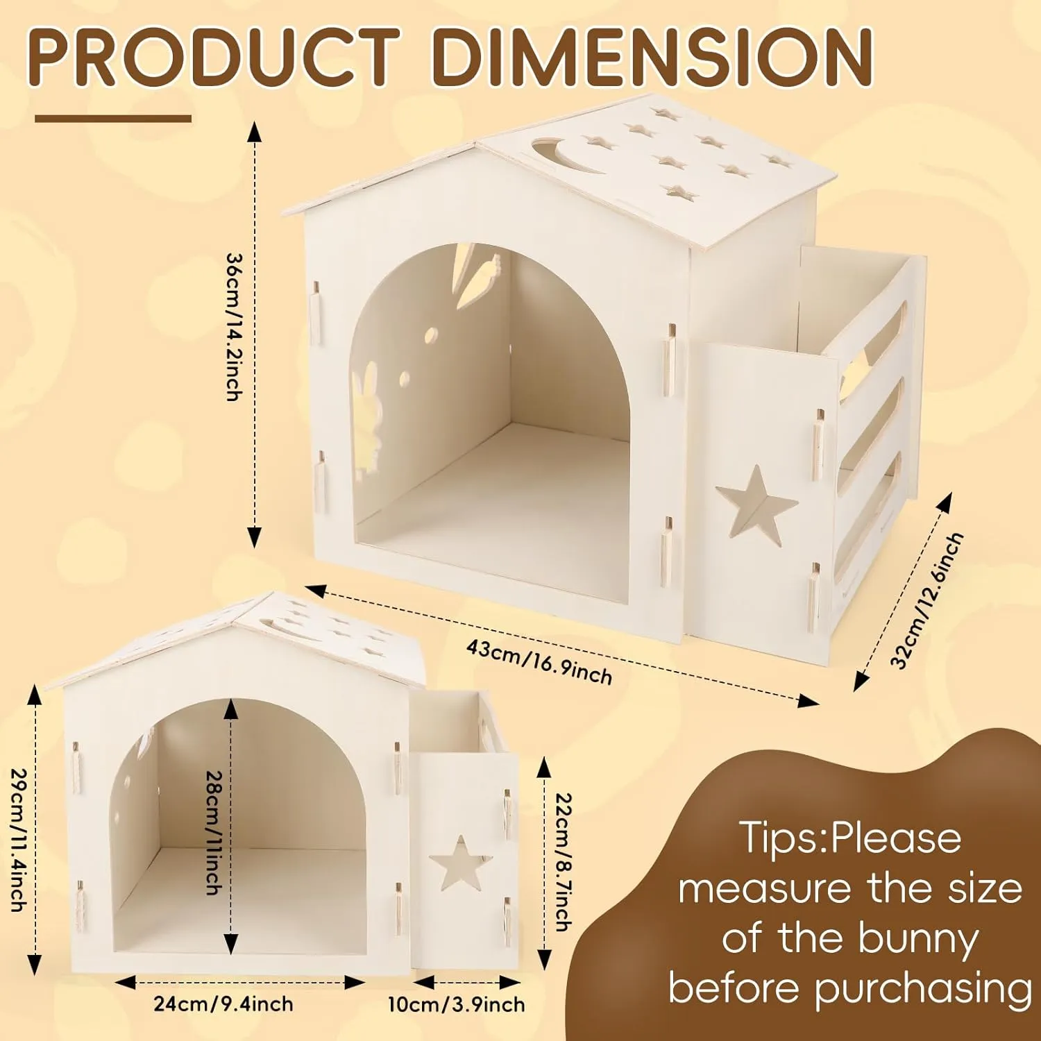 Extra Large Rabbit House & Rabbit Hay Feeder, Indoor Bunny House with Bunny Hay Feeder, Small Animal Houses & Habitats and Guinea Pig Hay Feeder