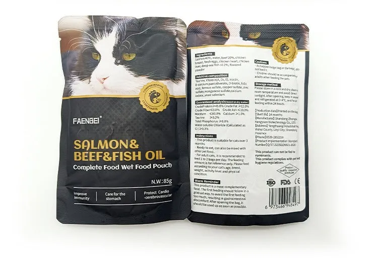 FAENBEI Pet Wet Food Pouch A complete Treat for Cats Staple Meal 3oz pouch (Pack of 5)
