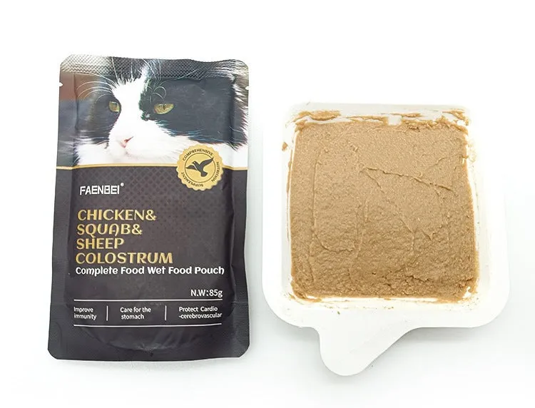 FAENBEI Pet Wet Food Pouch A complete Treat for Cats Staple Meal 3oz pouch (Pack of 5)