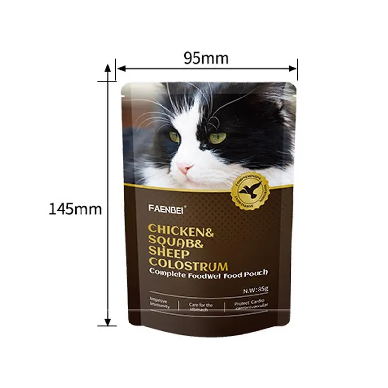 FAENBEI Pet Wet Food Pouch A complete Treat for Cats Staple Meal 3oz pouch (Pack of 5)
