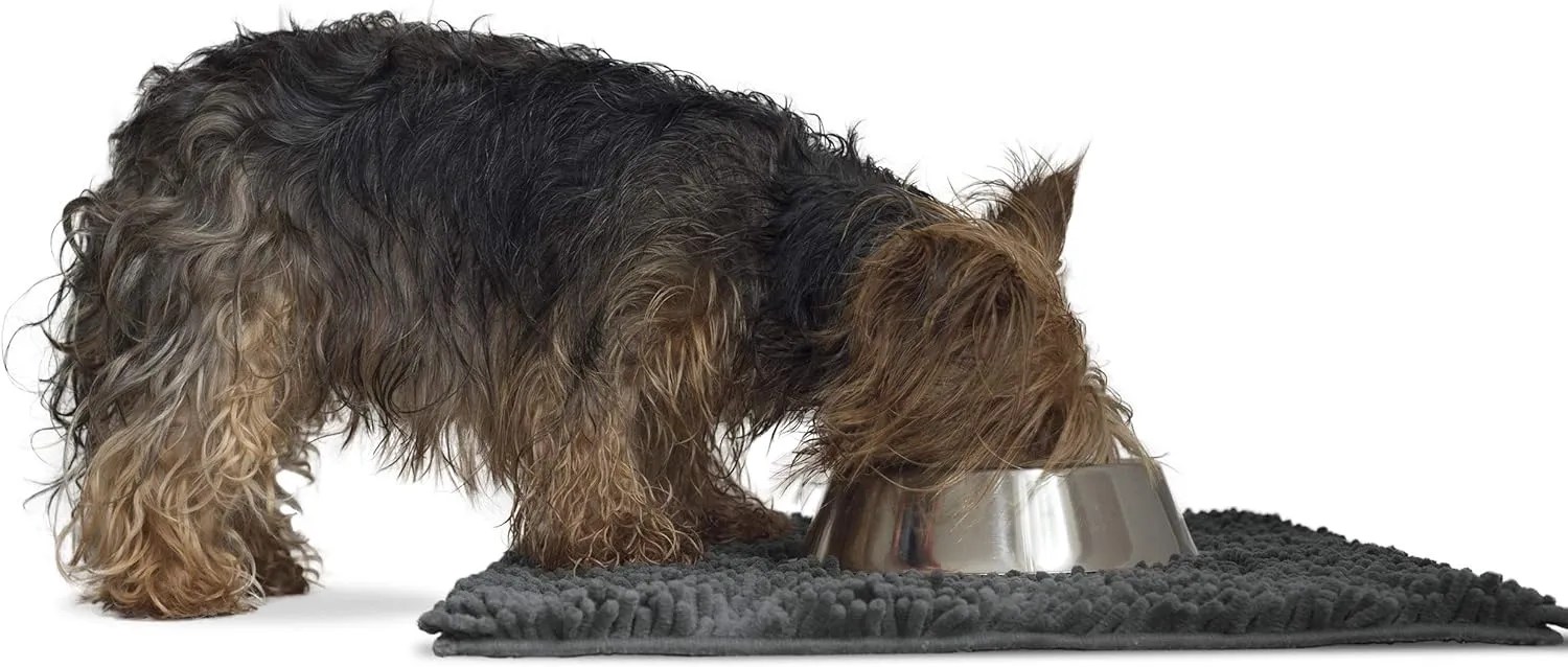 Furhaven 24" x 18" Highly Absorbent Dog Door Mat for Muddy Paws, 100% Washable, Perfect for Entryway, Kitchen, & Bathroom Use - Chenille Shammy Rug - Charcoal (Gray), Small
