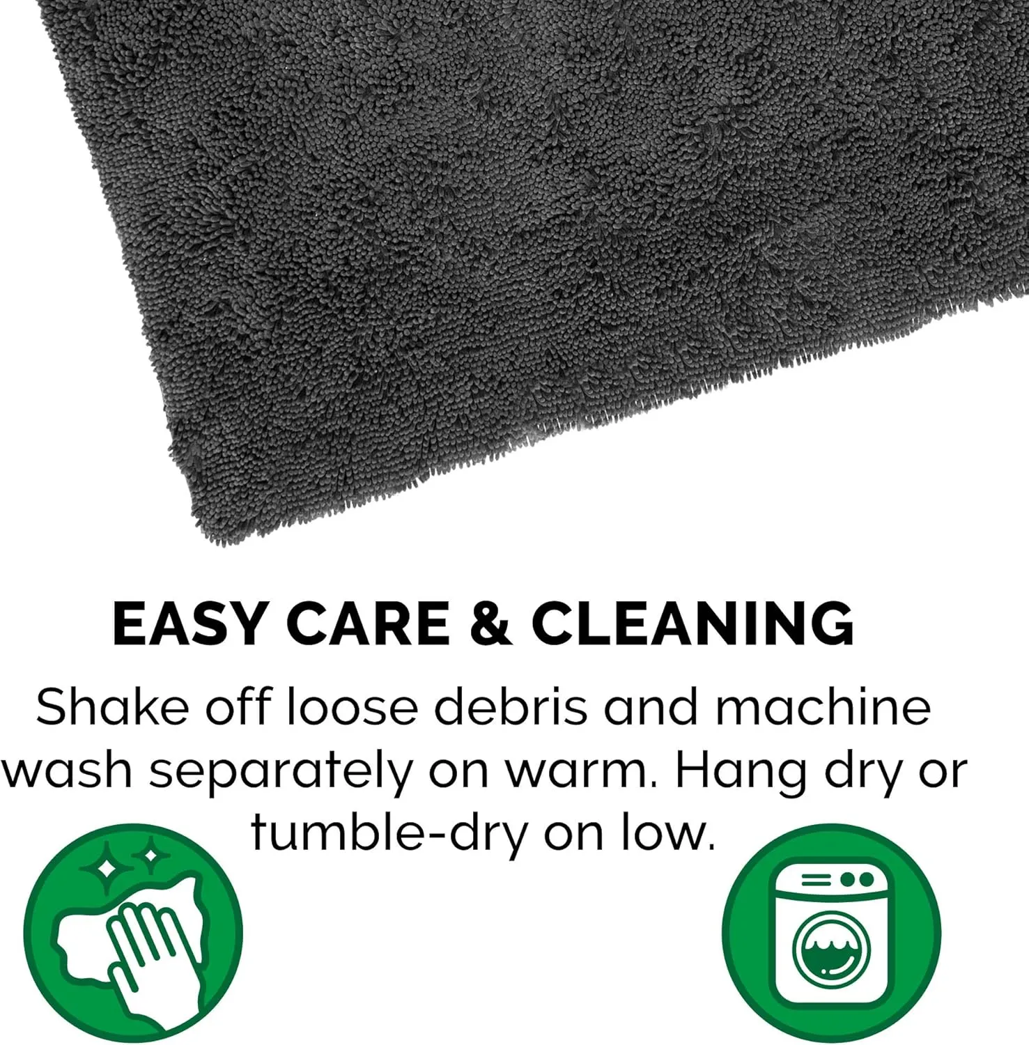 Furhaven 24" x 18" Highly Absorbent Dog Door Mat for Muddy Paws, 100% Washable, Perfect for Entryway, Kitchen, & Bathroom Use - Chenille Shammy Rug - Charcoal (Gray), Small