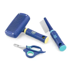 Good Scout 3-Piece Grooming & Deshedding Set with Pet Comb, Self-Cleaning Slicker Brush & Pet Nail Clippers, Best Deshedding Tool for Long or Short Haired Dogs & Cats, Gentle & Safe Grooming Tool