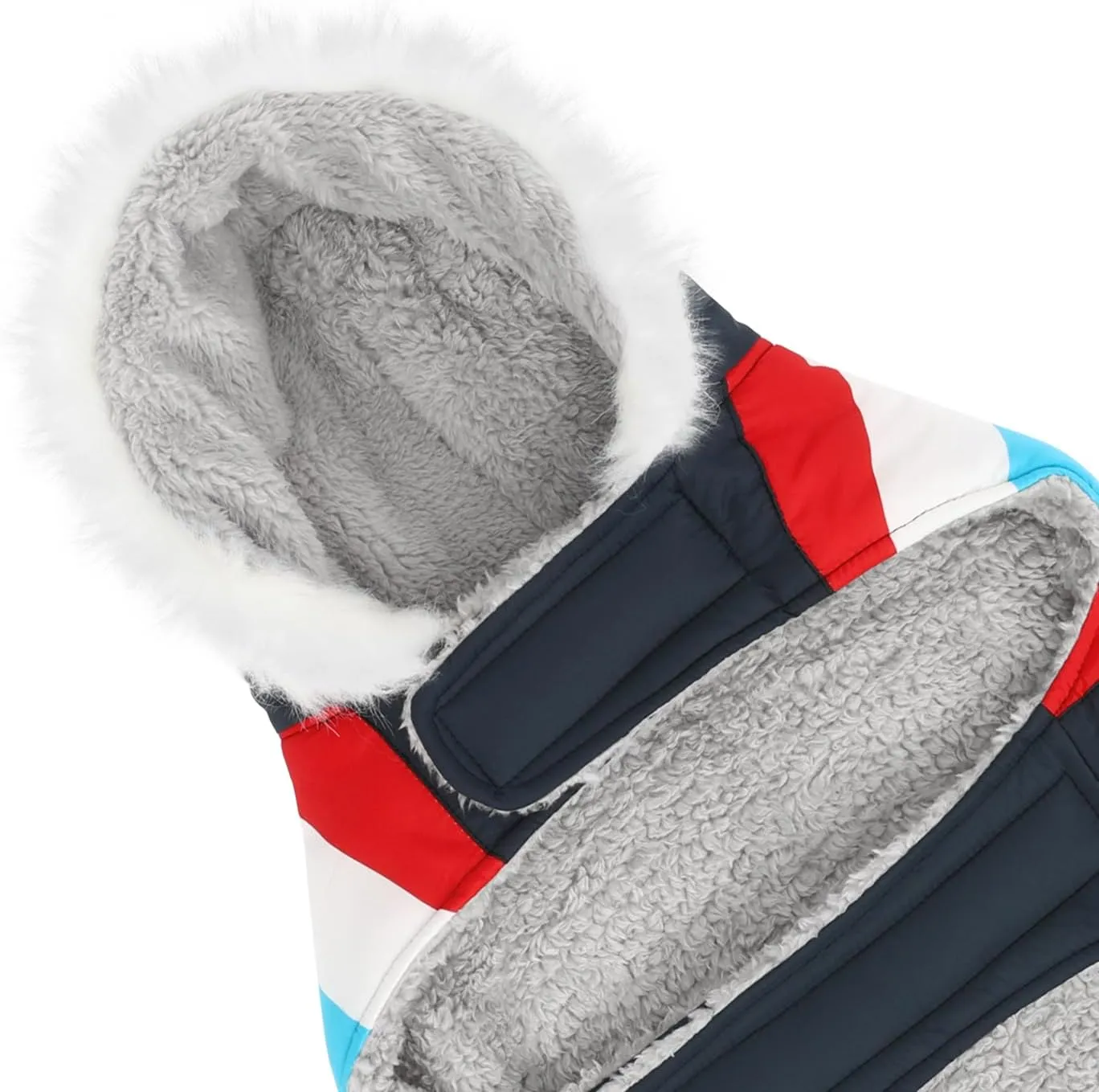 HDE Dog Puffer Jacket Fleece Lined Warm Dog Parka Winter Coat with Harness Hole Patriotic - L