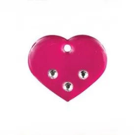 ID Tag - Large Pink Heart with Diamonds
