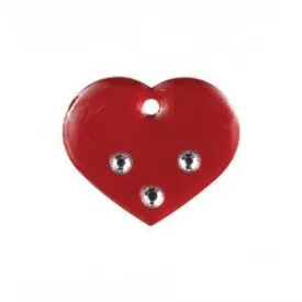 ID Tag - Large Red Heart with Diamonds