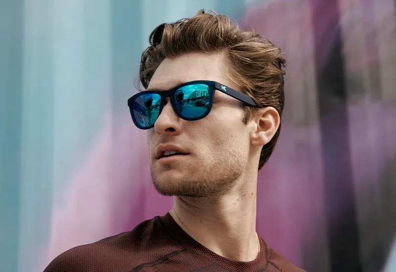 Knockaround Rubberized Navy and Mint Premium Sport Polarized Sunglasses