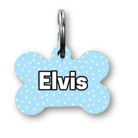 Light Blue Polka Dots Circle Pet Tag