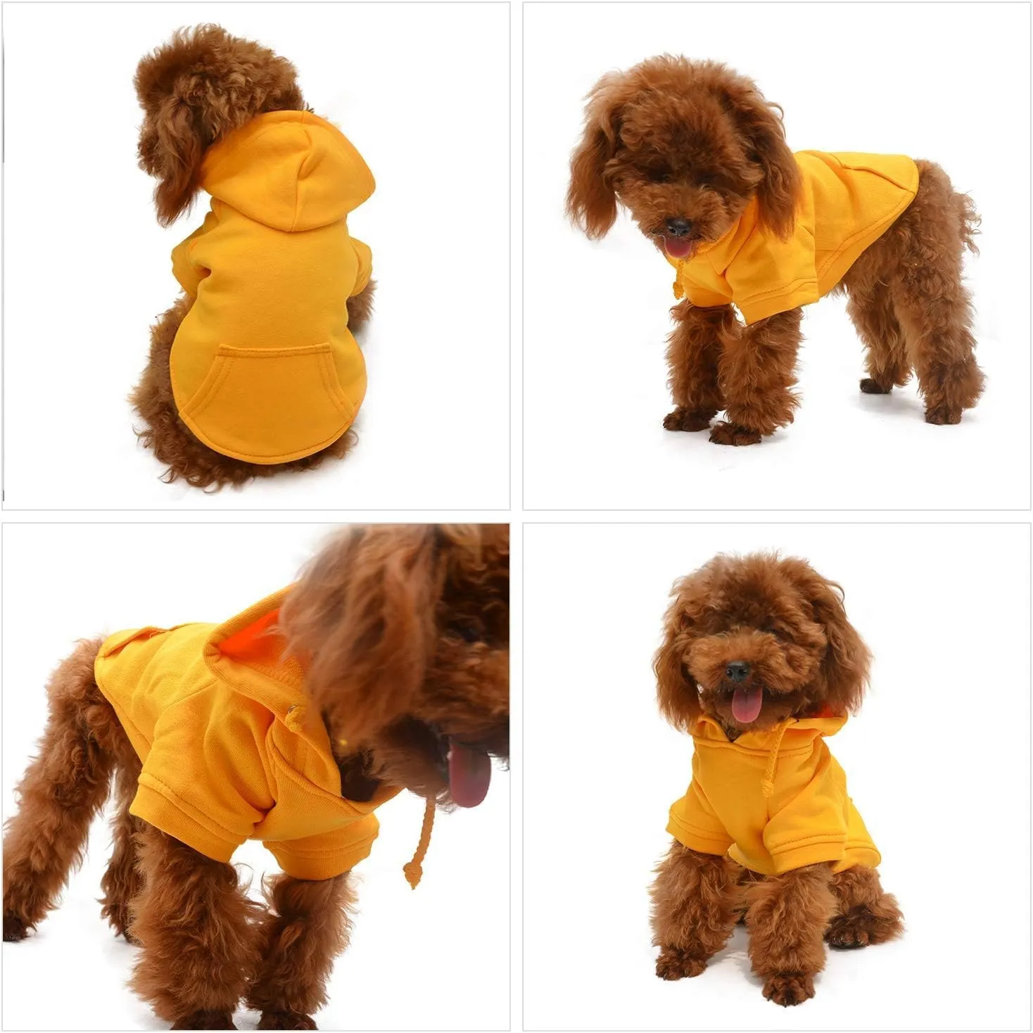Lovelonglong Blank Basic Hoodie Sweatshirt for Dogs 100% Cotton Fits Small Medium Dachshund Large Dog Orange M