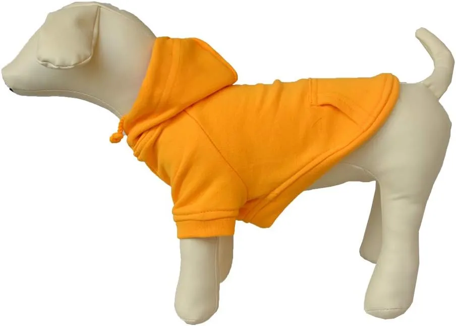 Lovelonglong Blank Basic Hoodie Sweatshirt for Dogs 100% Cotton Fits Small Medium Dachshund Large Dog Orange M
