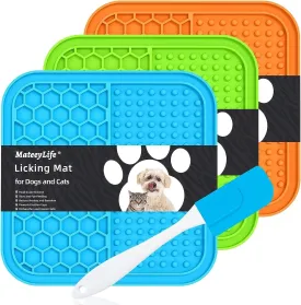 MateeyLife 3PCS Small Lick Mat for Dogs and Cats, Licking Mats for Dog Anxiety Relief, Cat Peanut Butter Lick Pad for Boredom Reducer, Dog Treat Mat Perfect for Bathing Grooming