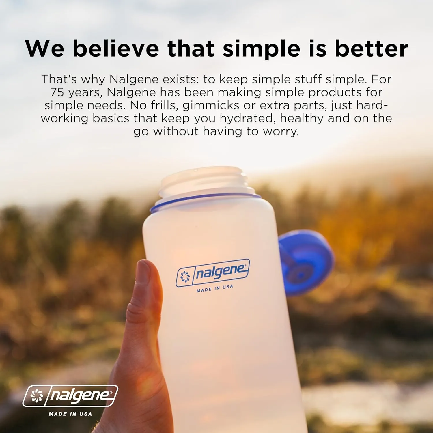 Nalgene Sustain Tritan BPA-Free Water Bottle Made with Material Derived from 50% Plastic Waste (using ISCC certified mass balance), 32 OZ, Wide Mouth, Cherry Blossom
