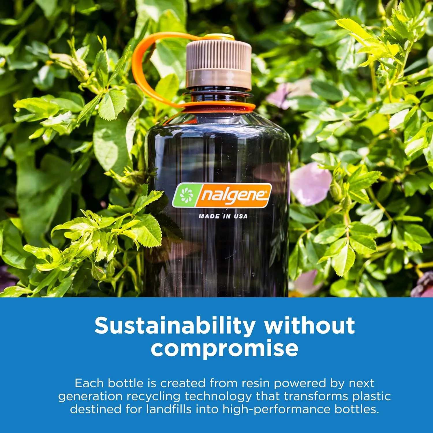 Nalgene Sustain Tritan BPA-Free Water Bottle Made with Material Derived from 50% Plastic Waste (using ISCC certified mass balance), 32 OZ, Wide Mouth, Cherry Blossom