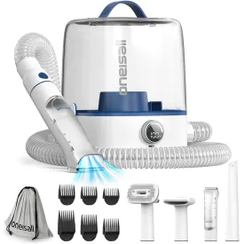 oneisall Cordless Dog Grooming Vacuum Kit, Dog Grooming Kit with 5100mAh & 11-in-1 Pet Tools, 3L Dust Cup, Low Noise for Shedding & Grooming and Suitable for Home/Car Cleaning,Comfy L1