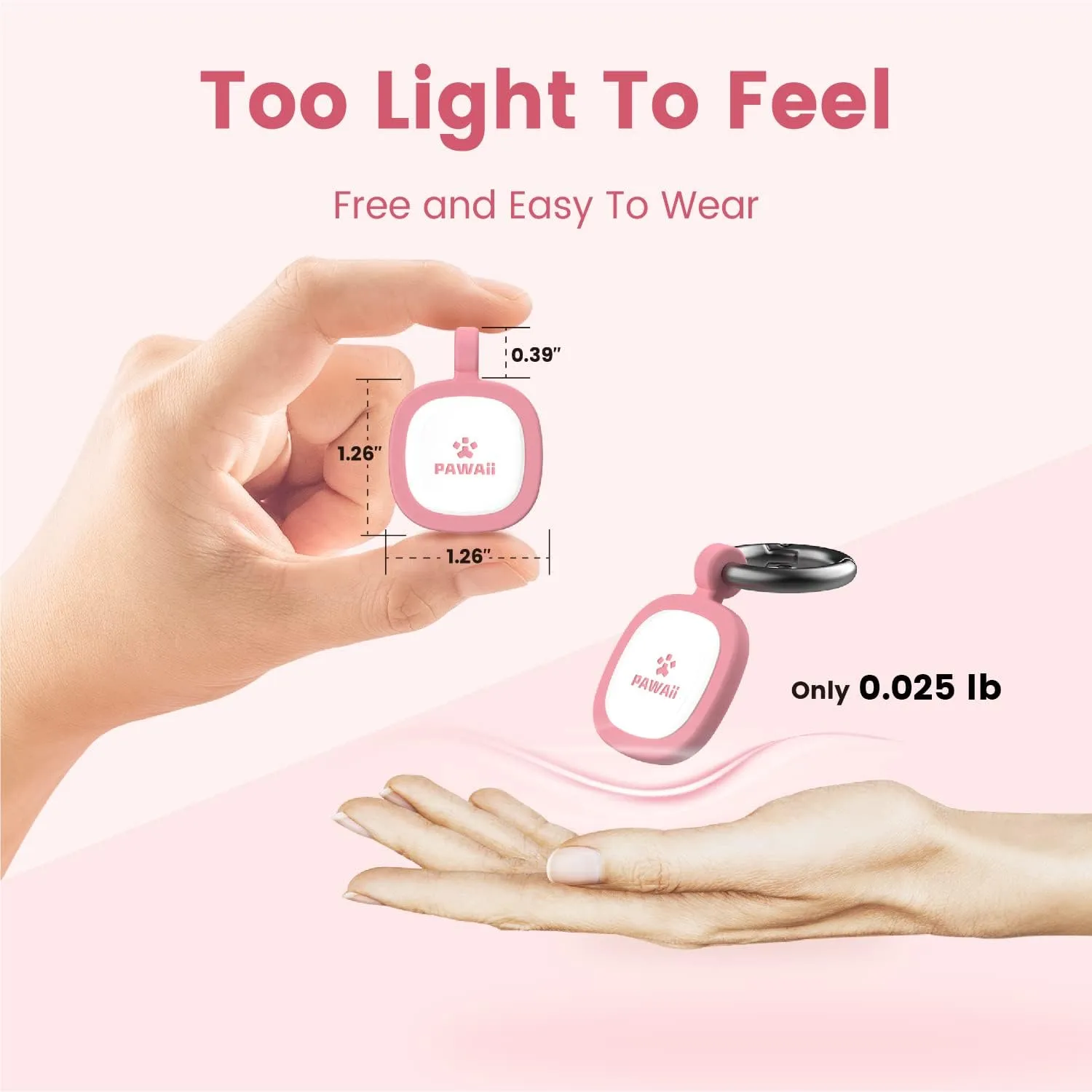 Pawaii QR Code Dog ID Tag, Silent Silicone Tag, Modifiable Pet Online Profile, Free Emergency Contact, 1Pack (Pink)