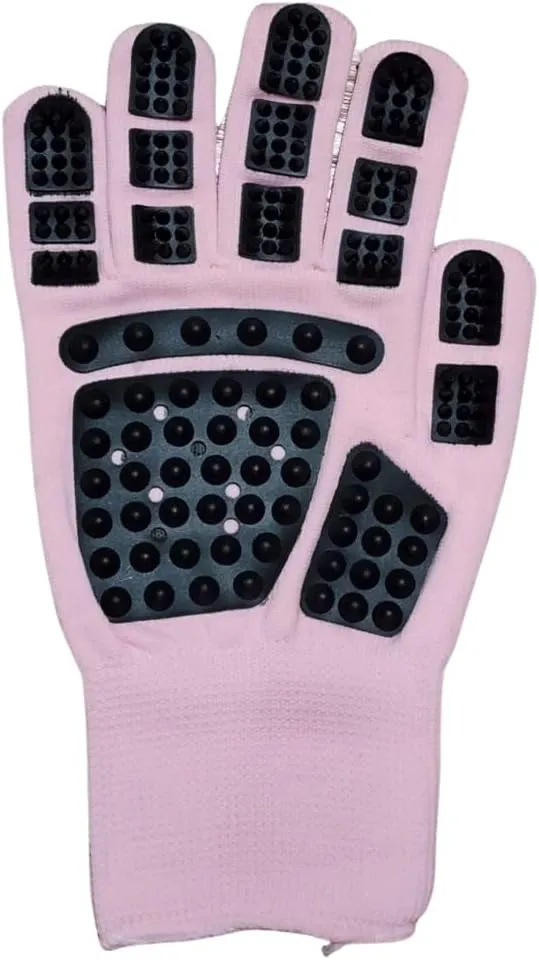 pet Grooming Glove- Bathing - Gentle Shedding Brush for Long and Short Hair Cats, Dogs, Horses - Hair Remover - Easy to use - Single Right Hand Glove - 5 Colors (Pink)