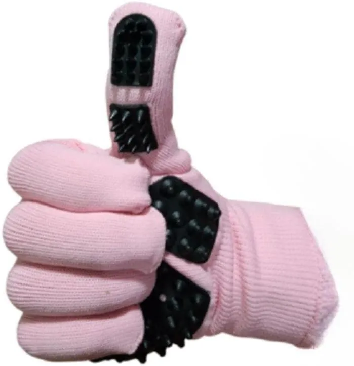 pet Grooming Glove- Bathing - Gentle Shedding Brush for Long and Short Hair Cats, Dogs, Horses - Hair Remover - Easy to use - Single Right Hand Glove - 5 Colors (Pink)