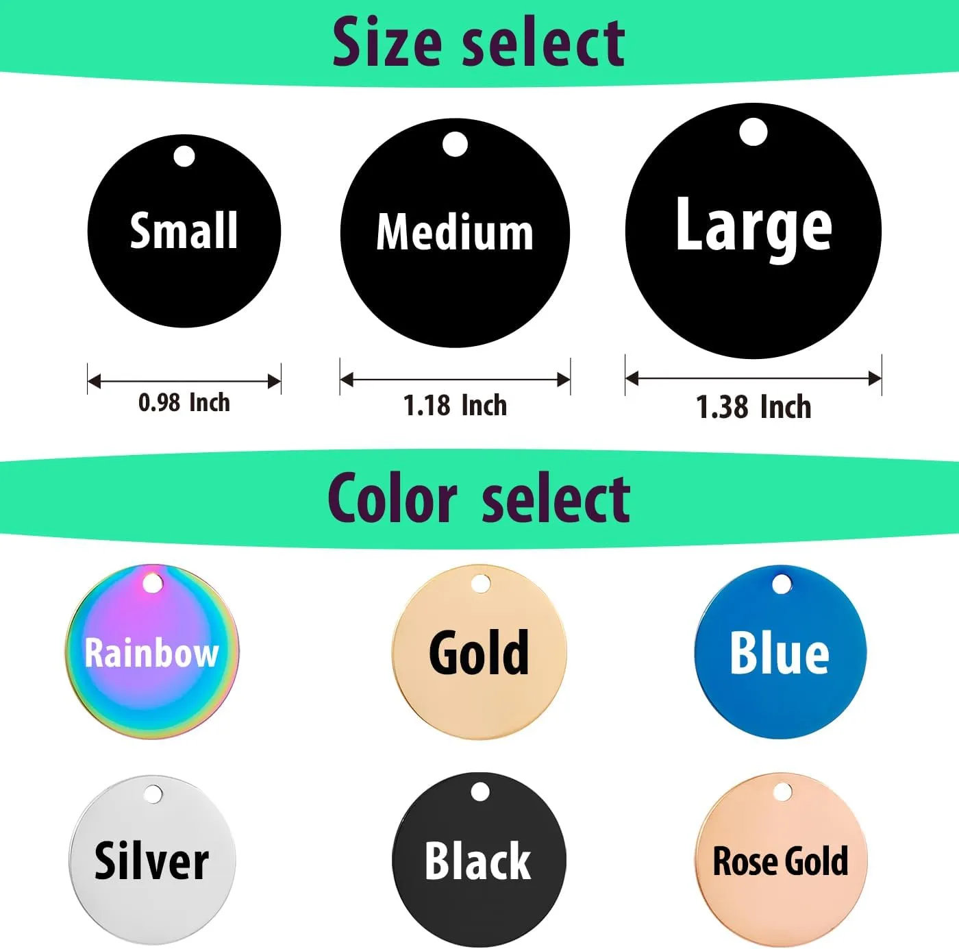 Pet Name Tags,Stainless Steel Custom Carved Dog tag, Cute Double-Sided Engraved cat Tags, Personalized ID Tags,Cat and Dog Collar with Name tag (Circle-Silver, Small)