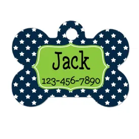 Pet Tag for Dogs  - Star Pet Tag - Custom Pet Tag - Dog Pet Tag - Navy Blue & Lime Green Personalized Pet Tag