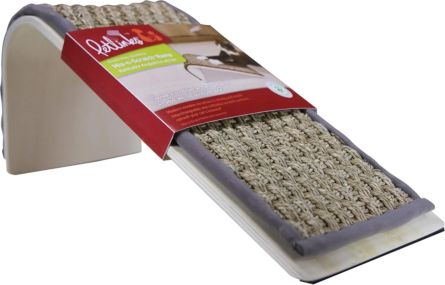 Petlinks Sea Ramp Seagrass Angled Cat Scratcher, Catnip Included - Randomly Selected Color, One Size