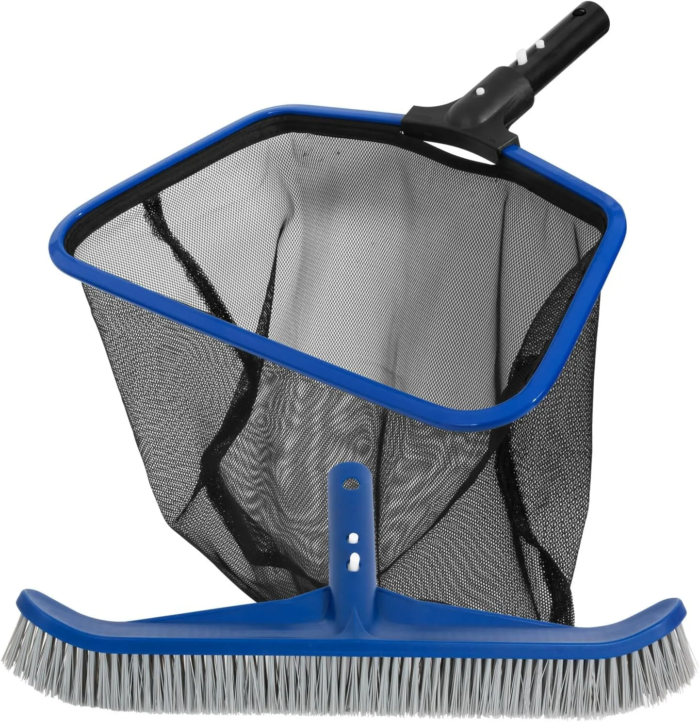 POOLAZA Aluminum Frame Pool Skimmer Net & 16.5'' Pool Brush Head, Deep Bag Pool Net Skimmer & Pool Brushes for Cleaning Pool Walls, Professional Pool Cleaning Kit for Above Ground Pool &Inground Pools