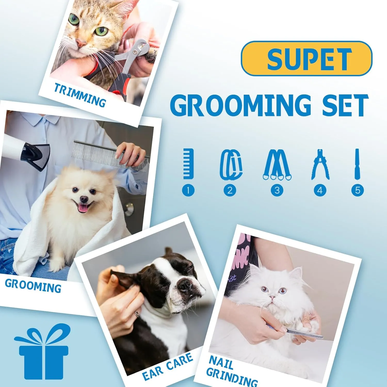 Supet Dog Grooming Hammock for Small Dogs Cat, Relaxation Pet Grooming Hammock Restraint for Nail Trimming (Coral Blue, S Legs Spacing7-10.2" / Max W15-35LBS)