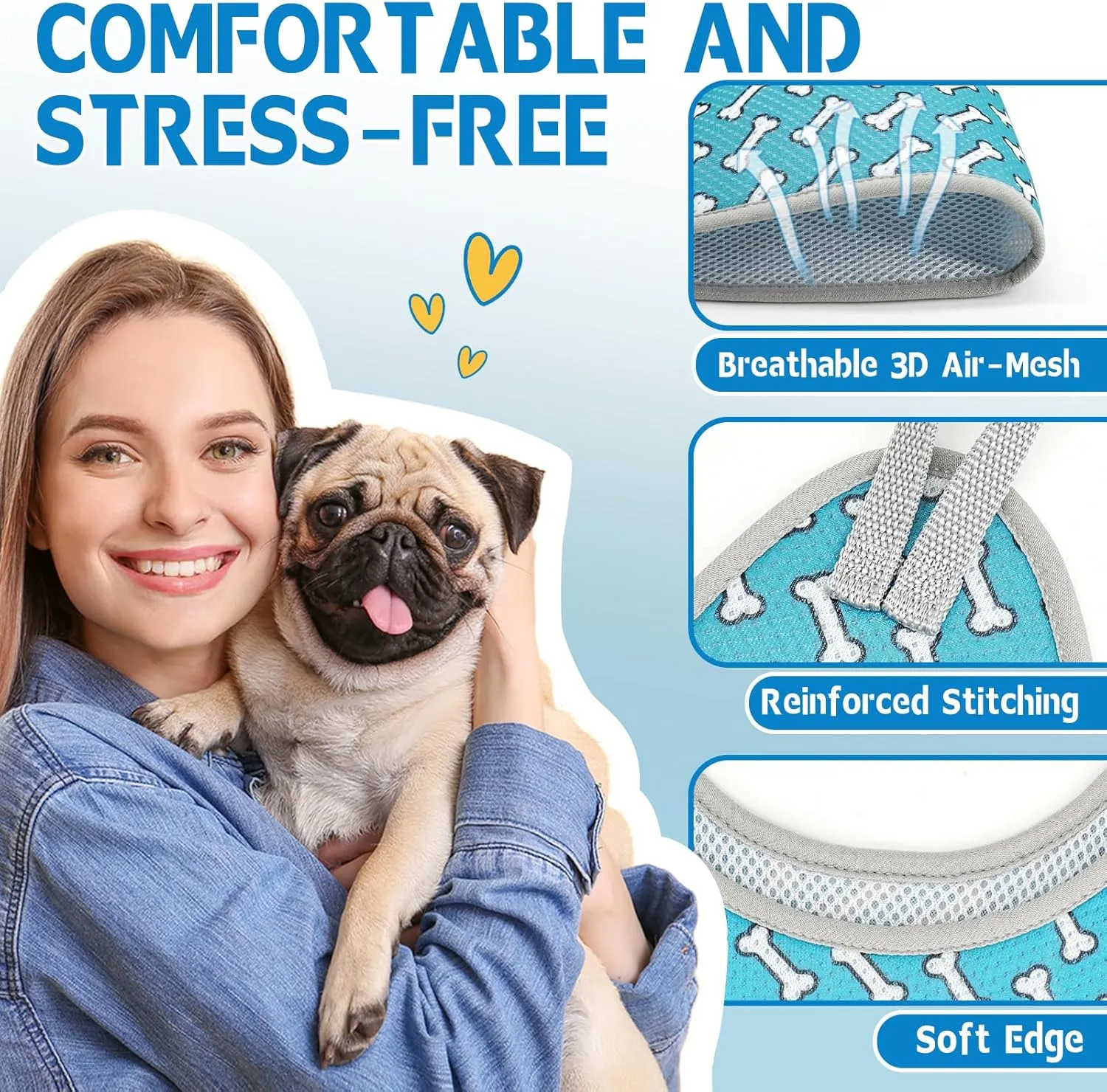 Supet Dog Grooming Hammock for Small Dogs Cat, Relaxation Pet Grooming Hammock Restraint for Nail Trimming (Coral Blue, S Legs Spacing7-10.2" / Max W15-35LBS)