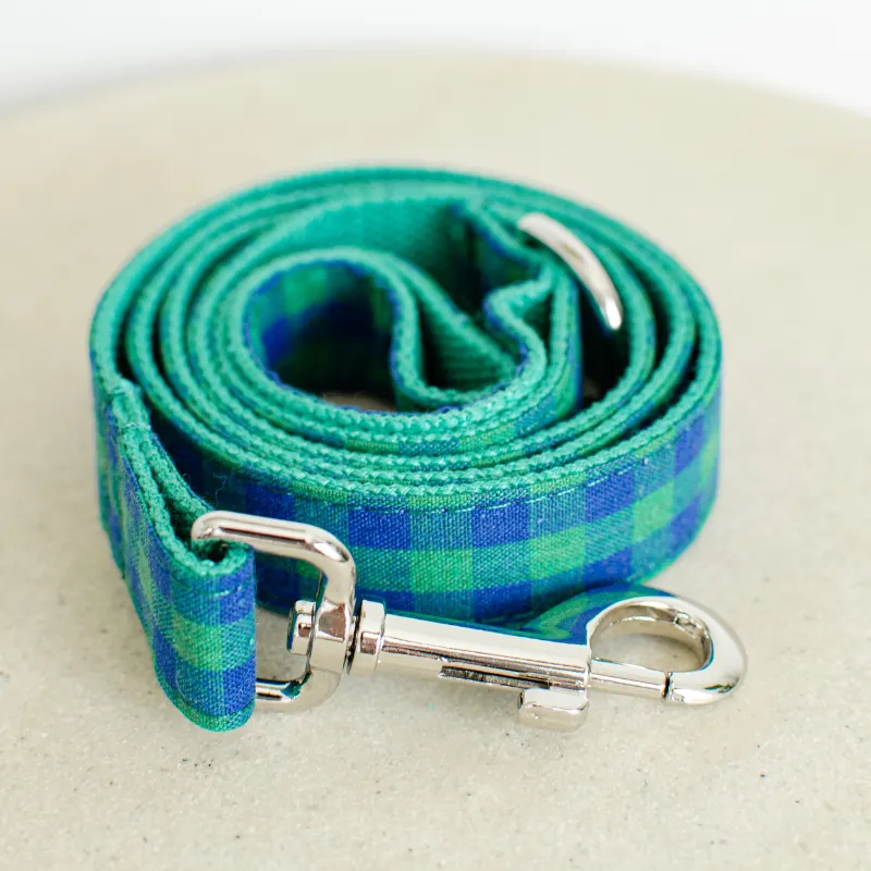 Teal Gingham Bow Tie Dog Collar Collection