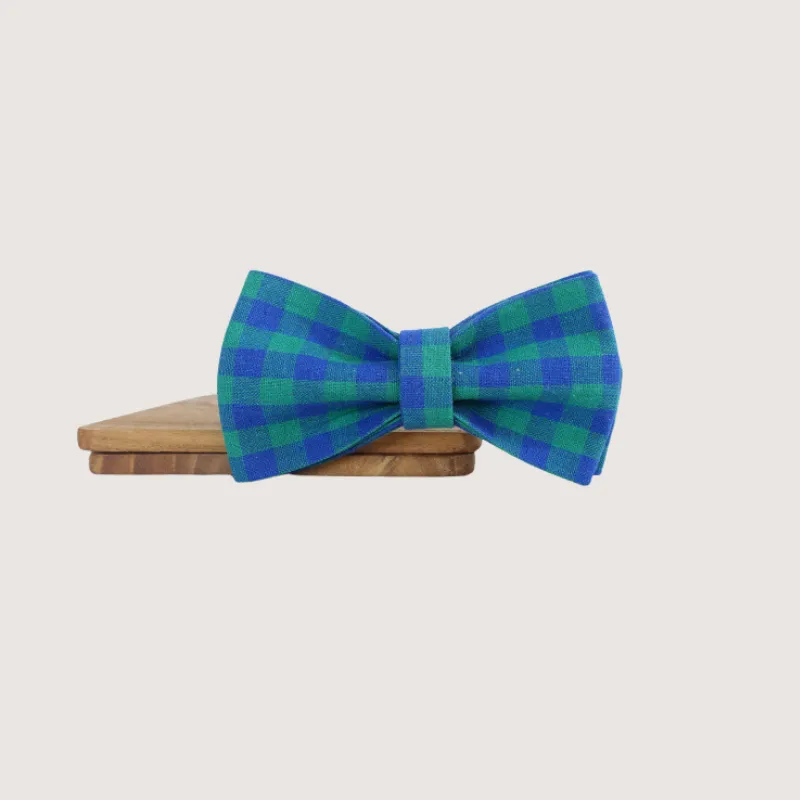 Teal Gingham Bow Tie Dog Collar Collection