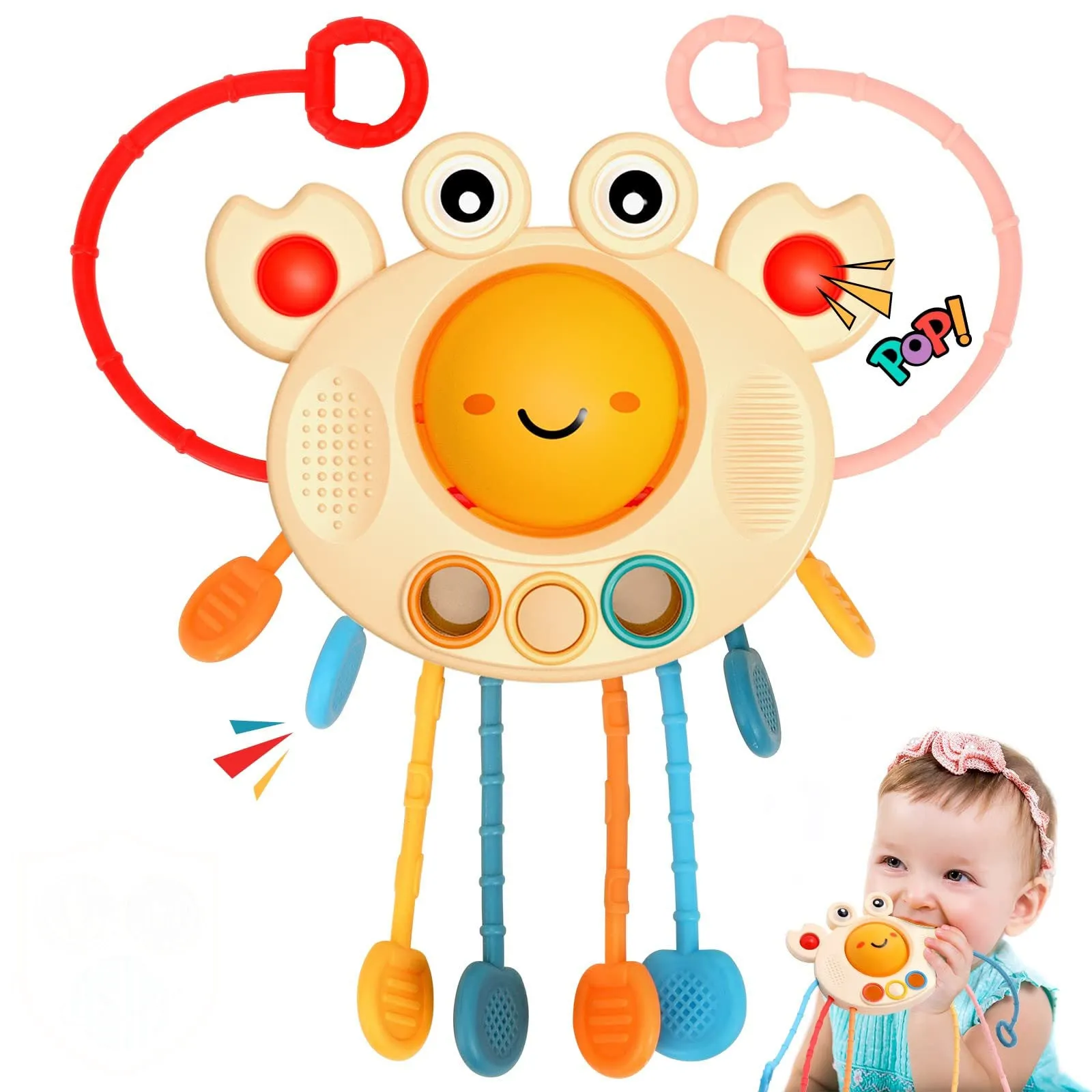 Toys For 18M Infant Food Grade Silicone Pull String Activity Toy