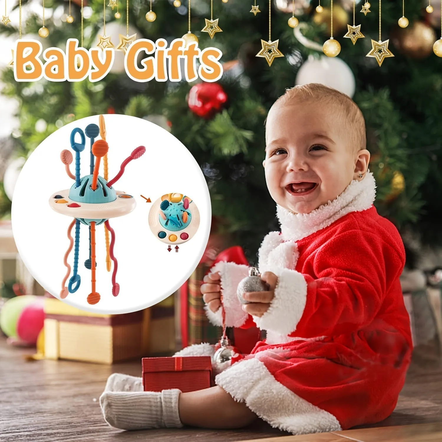 Toys For 18M Infant Food Grade Silicone Pull String Activity Toy