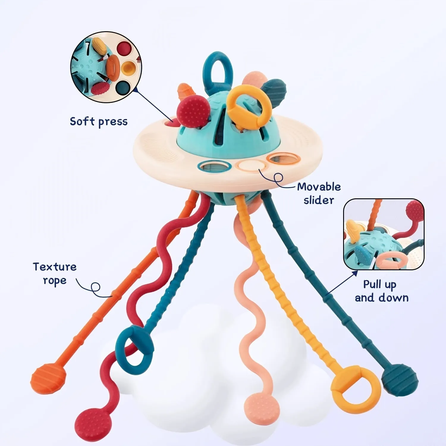 Toys For 18M Infant Food Grade Silicone Pull String Activity Toy