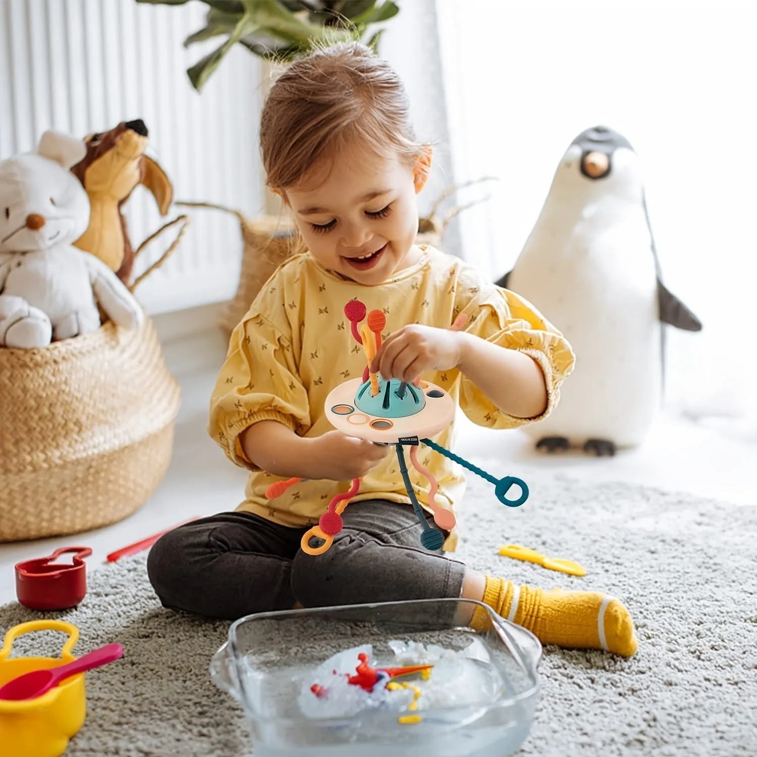Toys For 18M Infant Food Grade Silicone Pull String Activity Toy