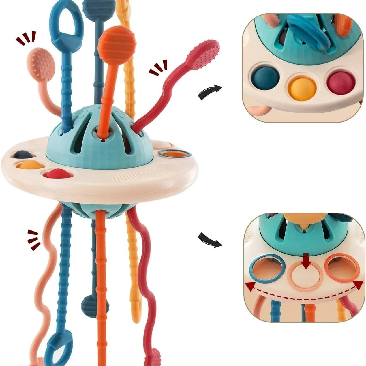 Toys For 18M Infant Food Grade Silicone Pull String Activity Toy