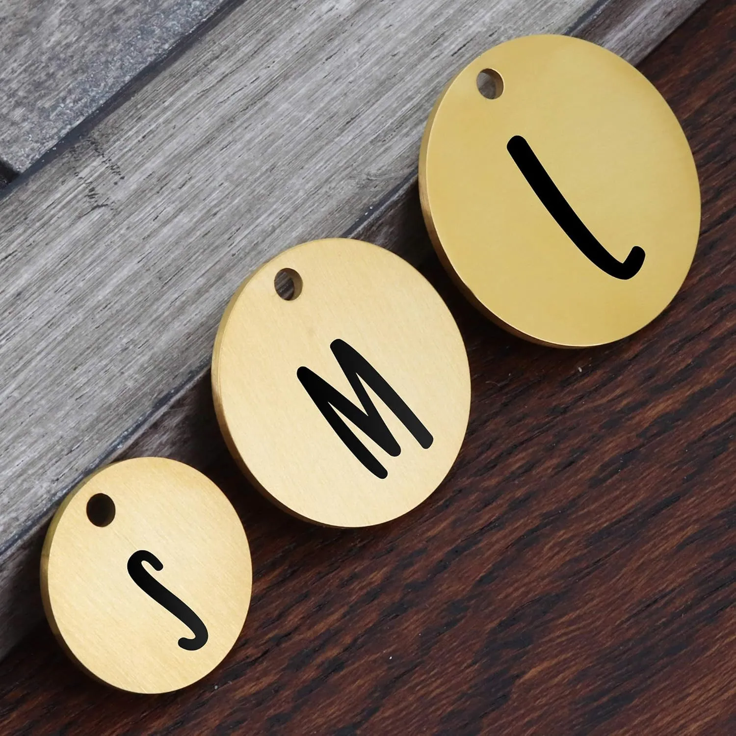 Ultra Joys Custom Personalized Pet ID Tag - Brushed Stainless Steel Round Tag, Gold Medium