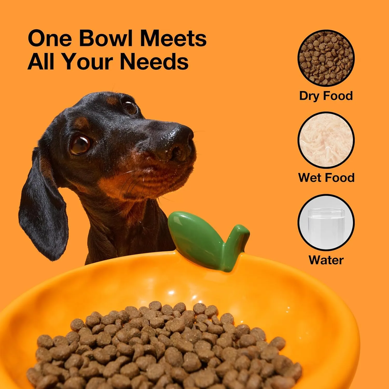 VETRESKA Ceramic Pet Bowl Tilted Design Pet Feeder for Food and Water Anti Vomit Cat Bowls for Indoor Cats Cute Tangerine Cat Bowl Dishwasher Safe