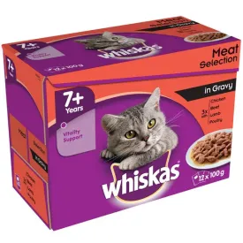 Whiskas 7  Meat Selection in Gravy Wet Cat Food Pouches - 12 x 100g