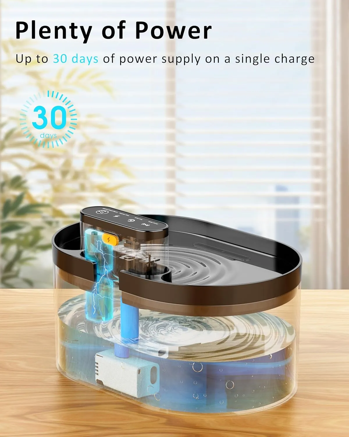 Wireless Cat Water Fountain: Pet Water Fountain Battery Operated, 74oz/2L Automatic Cat Water DispenserRechargeable Drinking Fountain for Cats Indoor with Motion Sensor, Black